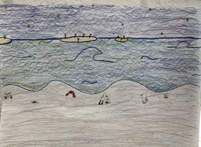 Art beach drawing